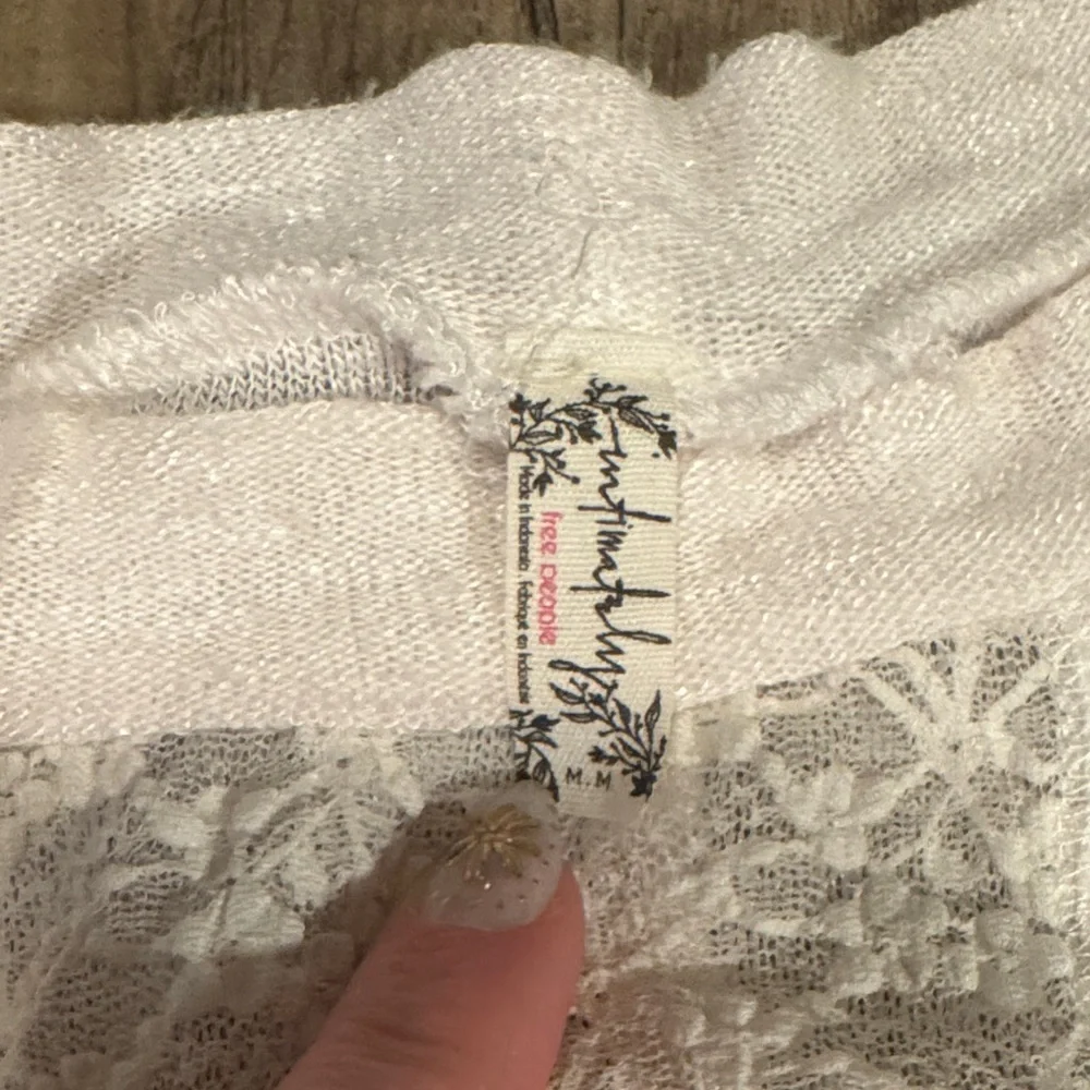 Free People Intimately White Boho Lace Detail Blouse - Size M